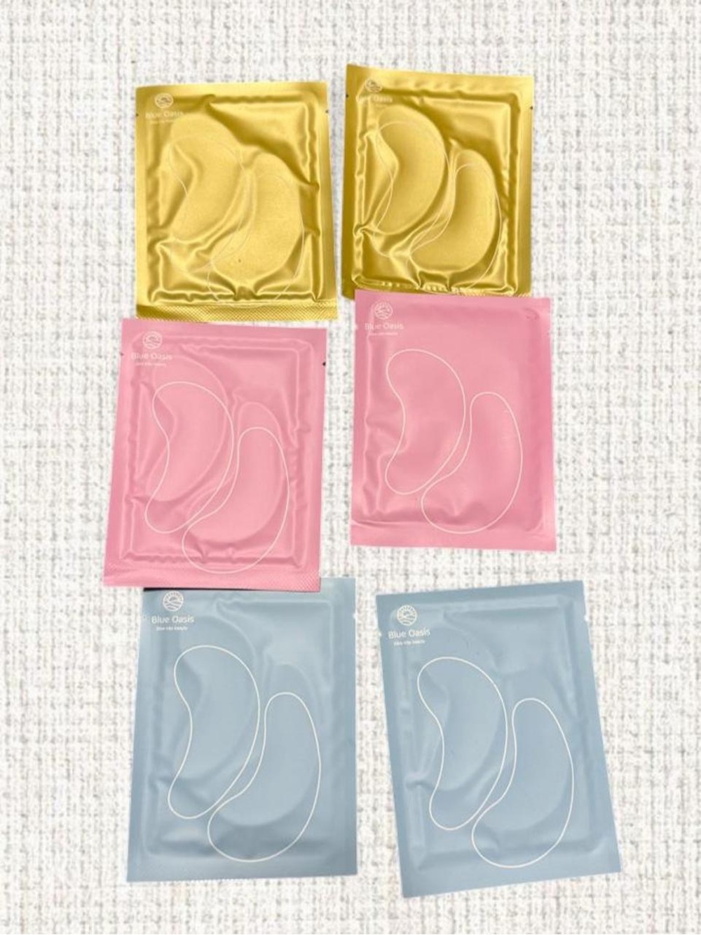 Blue Oasis Under Eye Gel Patches 6 Pair Variety Pack Gold Pink Blue